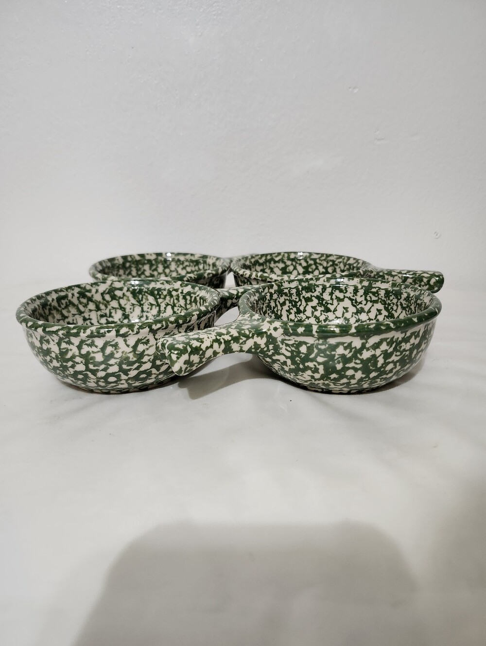 Vintange Henn Pottery Speckled Ceramic Handled Bowls - Set of 4 For Chili, soups